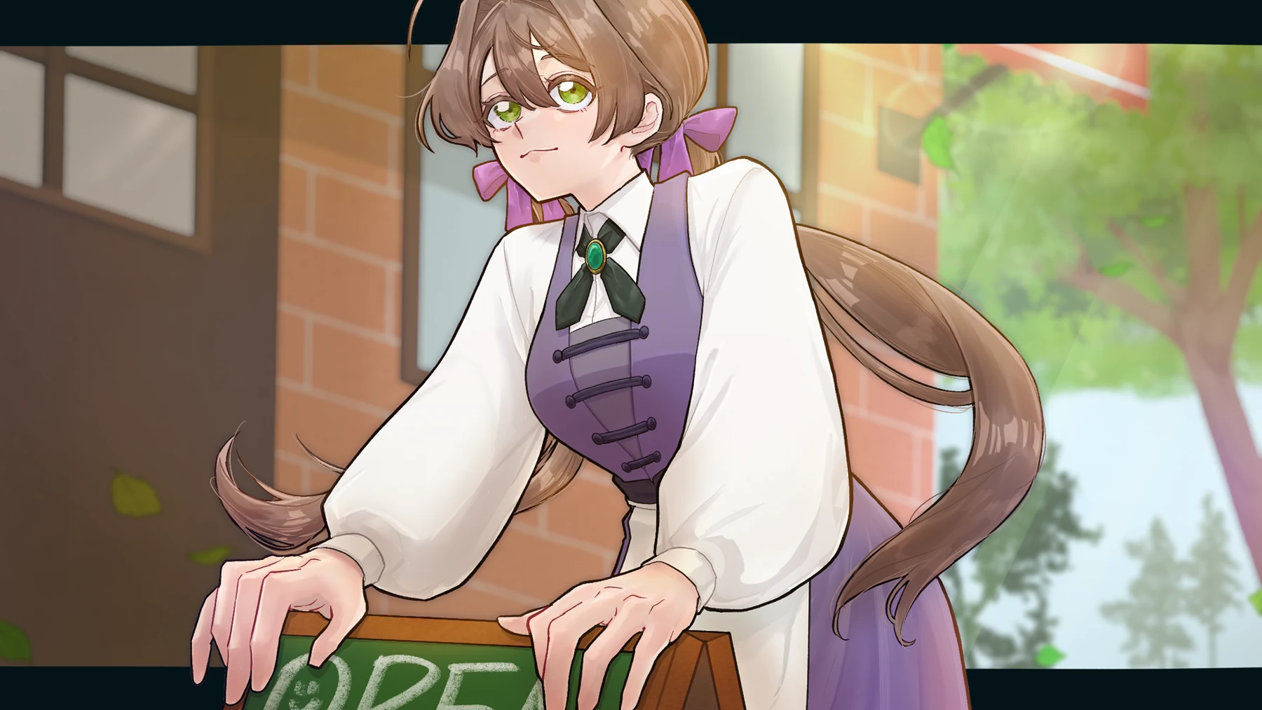 魔法薬店で微笑む魔女。オリジナルゲーム Magic Potion のエンディングイラスト