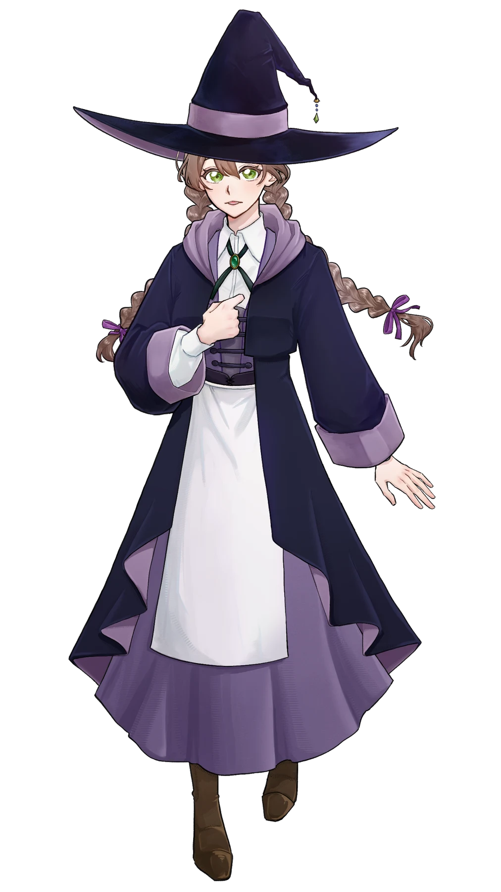 帽子とローブを着た魔女のキャラクターデザイン